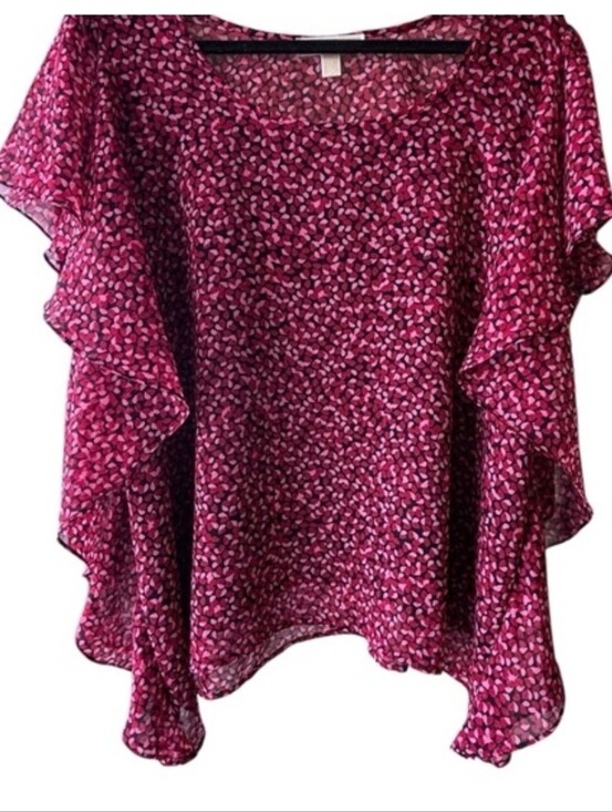 Michael Kors Tops - Women's Ruffled Flutter Sleeve Printed Michael Kors Blouse
